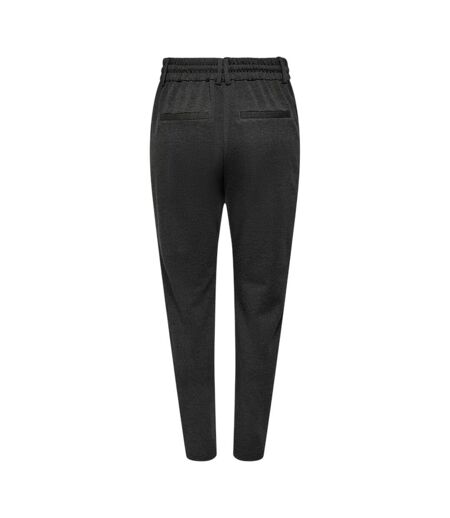 Womens/ladies Plain Slim Trousers Dark Grey Melange Only