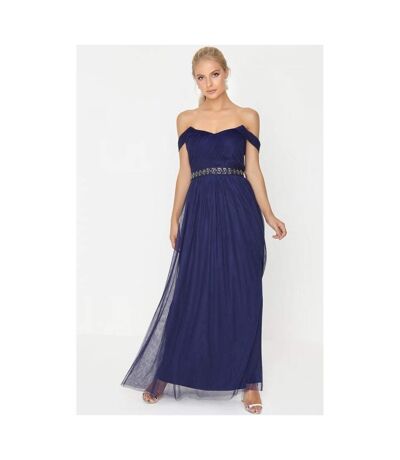 Little Mistress Womens/Ladies Navy Jewel Waist Maxi Dress (Navy) - UTLM920
