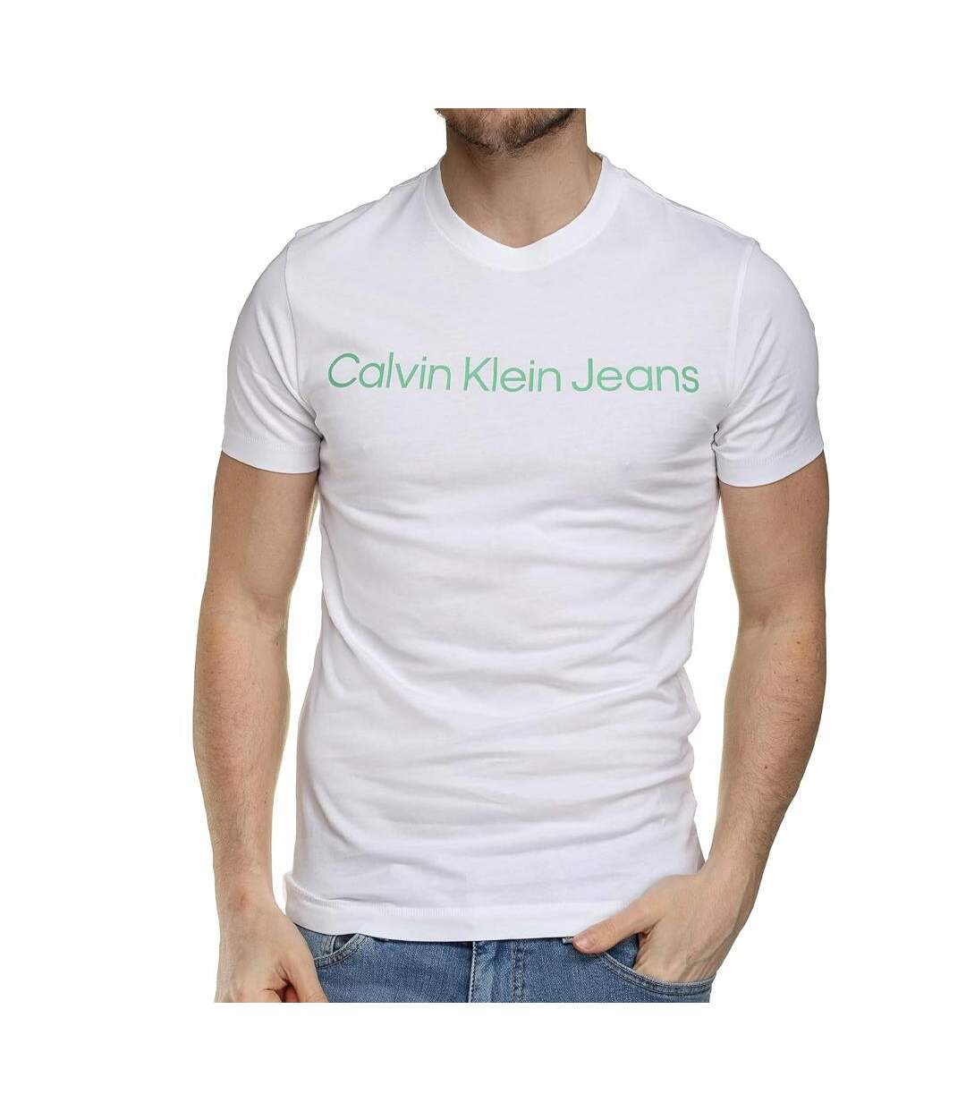 T-shirt Blanc Homme Calvin Klein Jeans Institutional Logo - S-1