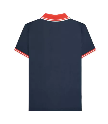 Polo Motif/style Rayure Contrastée Sur Bord Homme Bleu Marine Rouge Lambretta
