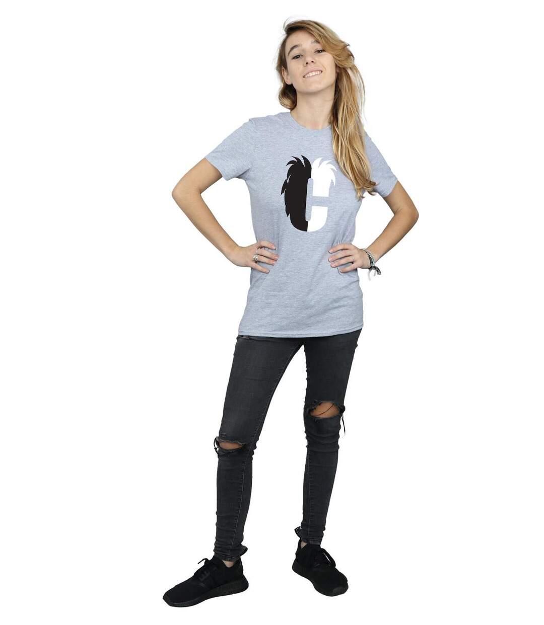 Disney - T-shirt ALPHABET C IS FOR CRUELLA DE VIL - Femme (Gris chiné) - UTBI16843-4
