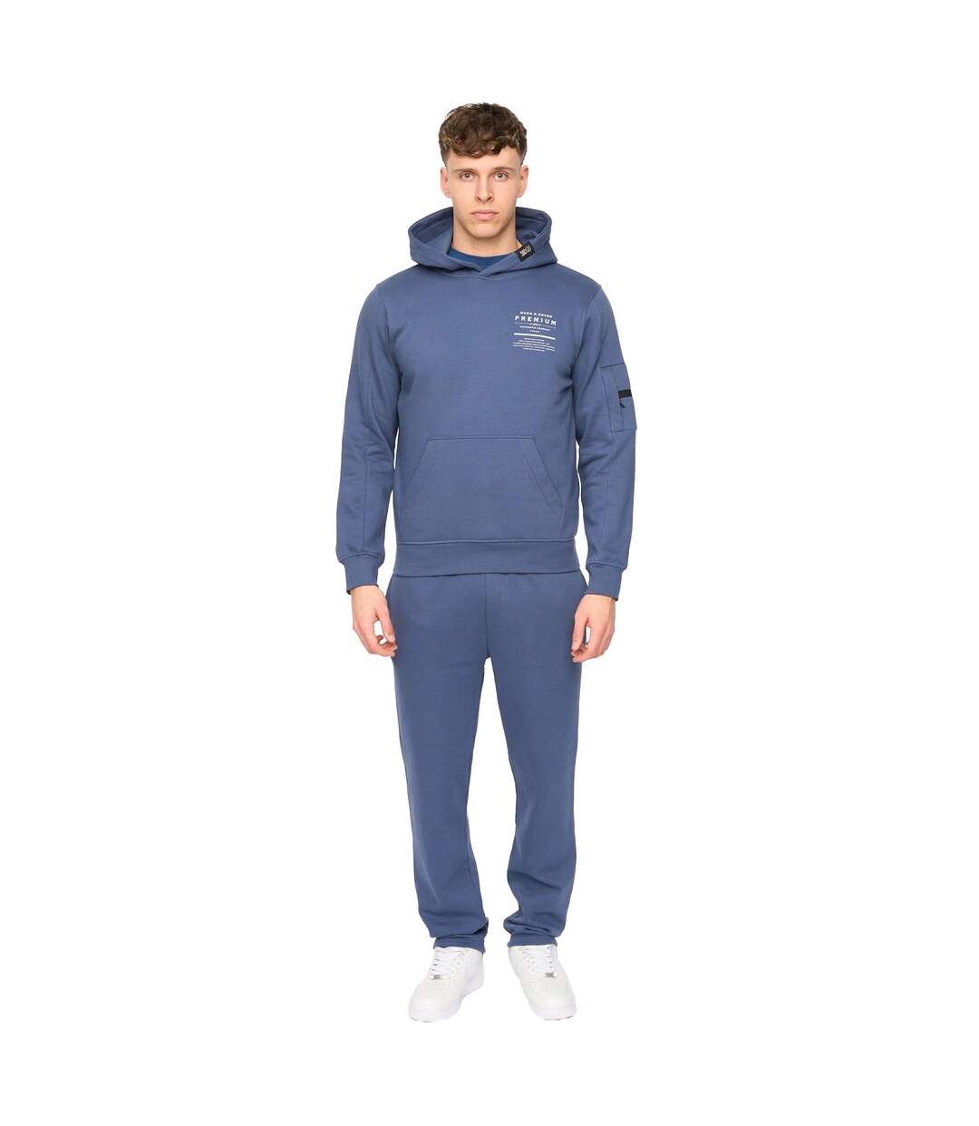Mens Rayland Cotton Blend Hoodie Bleu Denim Duck And Cover-4