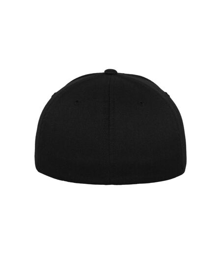 Unisex Adult Wooly Combed Baseball Cap Black Black Flexfit