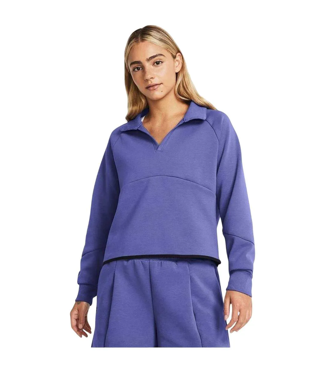 Womens/ladies Collared Boxy Sweatshirt Purple Under Armour-3
