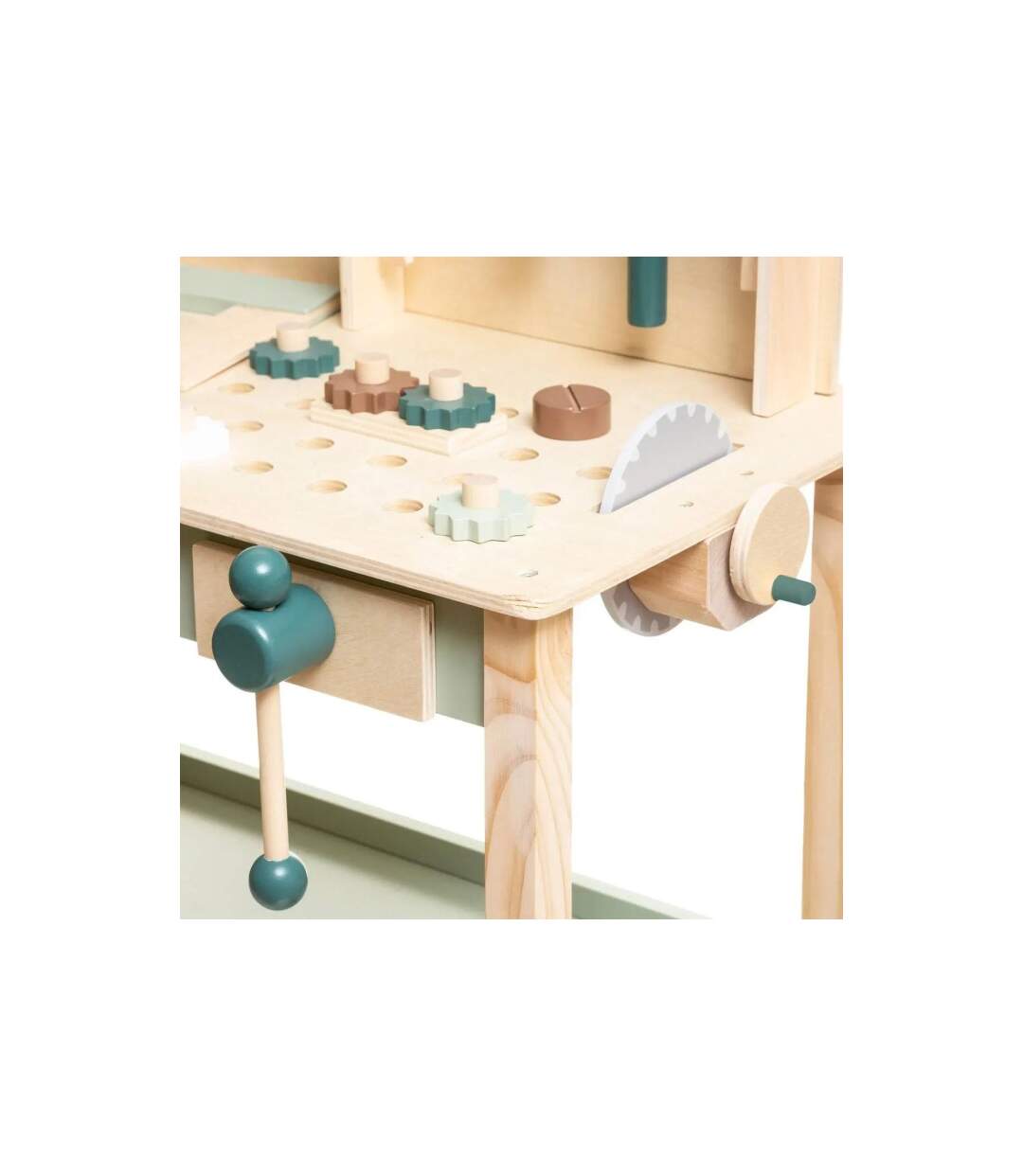 Établi de Bricolage Enfant Forêt 75cm Beige & Vert-3