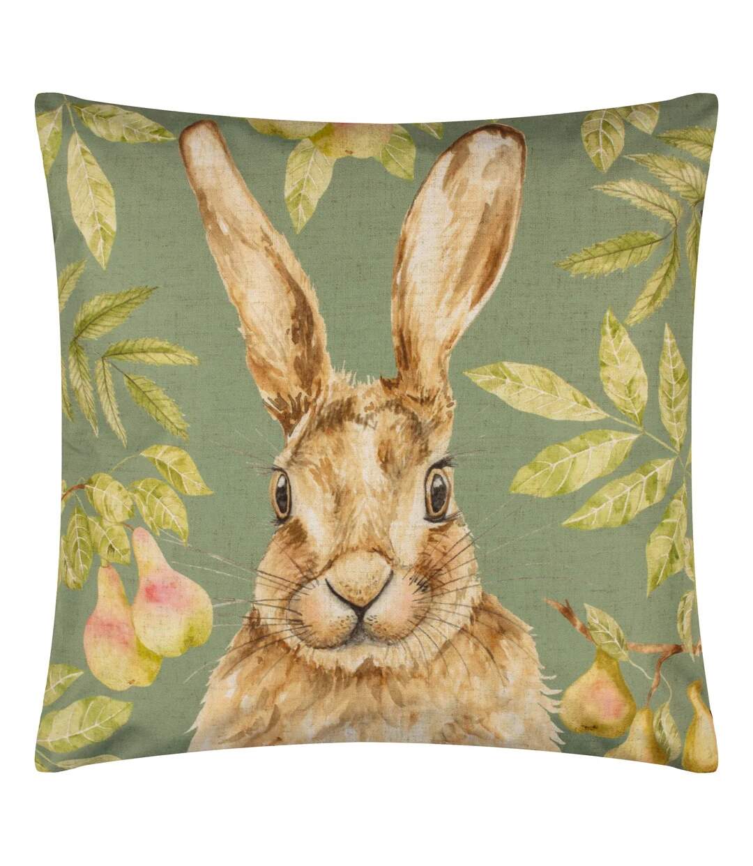 Grove hare outdoor cushion cover 43cm x 43cm olive Evans Lichfield