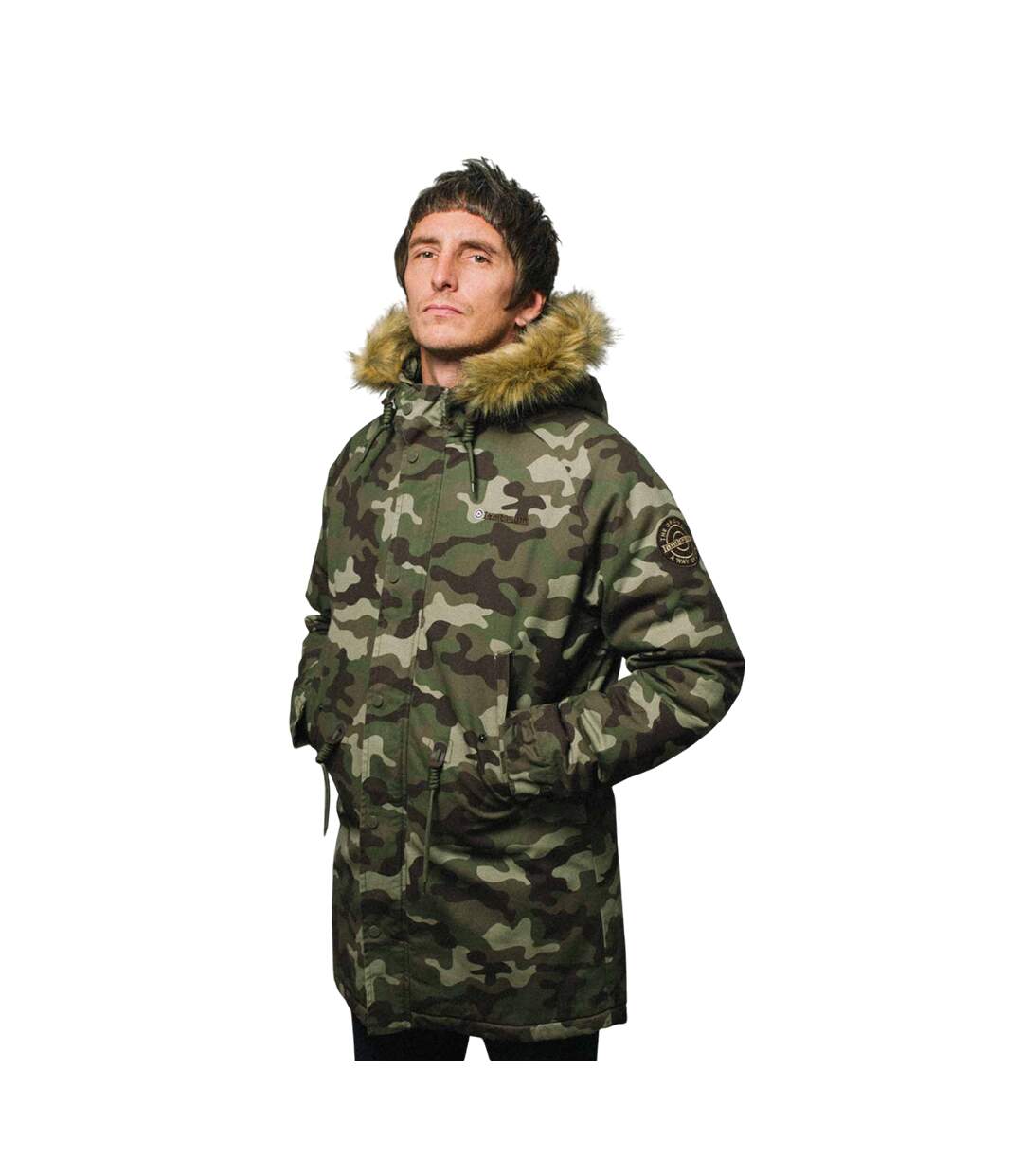 Mens Camouflage Parka Khaki Green Lambretta-3