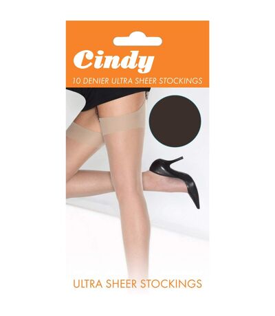 Cindy Womens/Ladies 10 Denier Ultra Sheer Stockings (1 Pair) (Barely Black)
