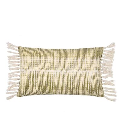 Yard Sono Ink Fringed Abstract Throw Pillow Cover (Olive) (60cm x 40cm) - UTRV3221