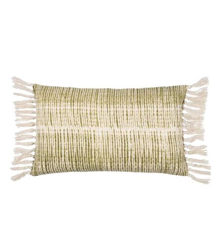 Sono ink fringed abstract cushion cover 60cm x 40cm olive Yard