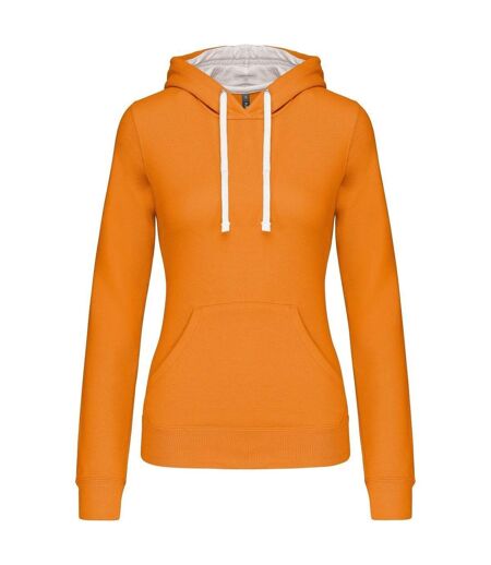 Sweat à capuche contrastée - Femme - K465 - orange et blanc