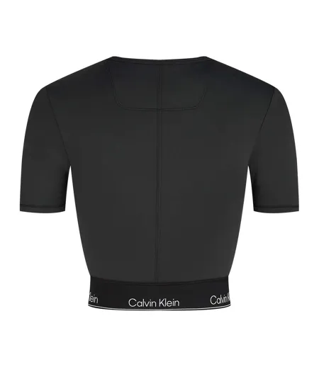 Womens/ladies Slim Crop T-shirt Black Calvin Klein