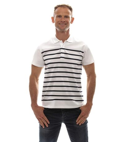 T-shirt marinière coton col polo manches courtes