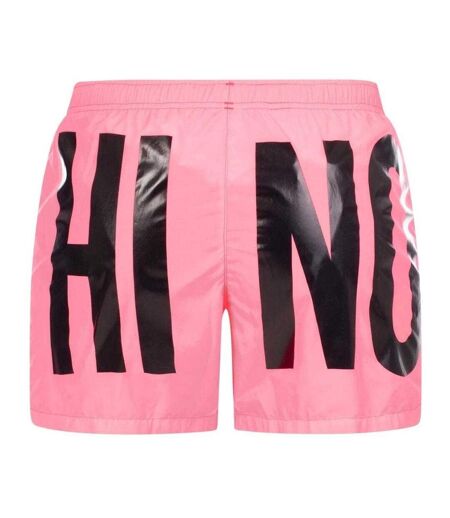 Mens Logo Polyester Swim Shorts Bright Pink Moschino
