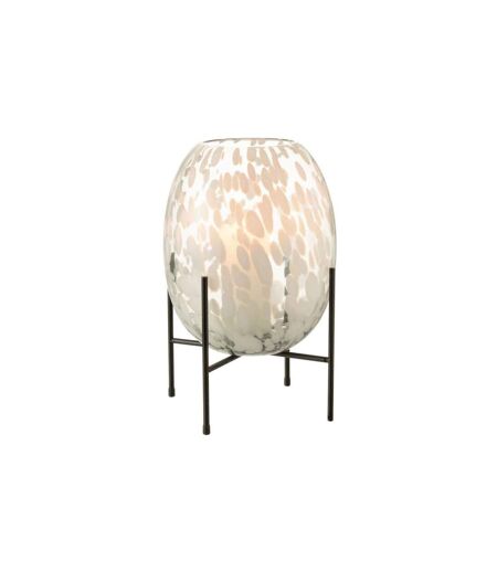 Vase sur Pied Design Tâche 38cm Gris & Blanc