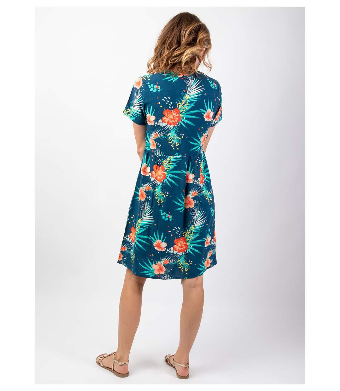 Robe d'été courte fluide MAJA motif fleuri chaleureux Coton Du Monde