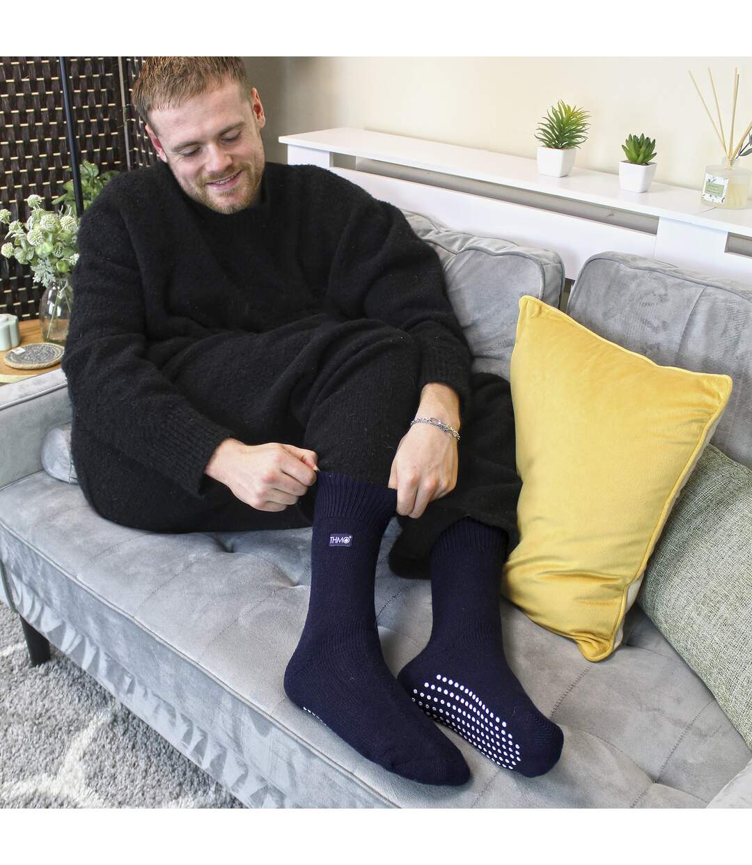 THMO Chaussettes Antidérapantes Homme Thermiques-4