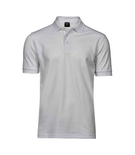 Mens luxury stretch pique polo shirt white Tee Jays