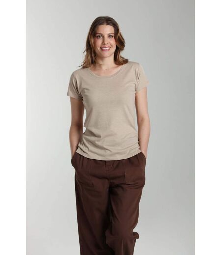Tee shirt col rond manches courtes femme Marine Taupe Clair | Gerard Pasquier