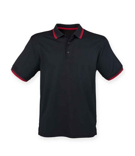 Mens coolplus tipped polo shirt black/red Henbury