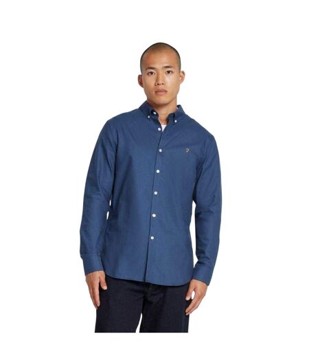 Chemise À Boutons Manches Longues Motif/style Rétro Homme Bleu Vif Farah