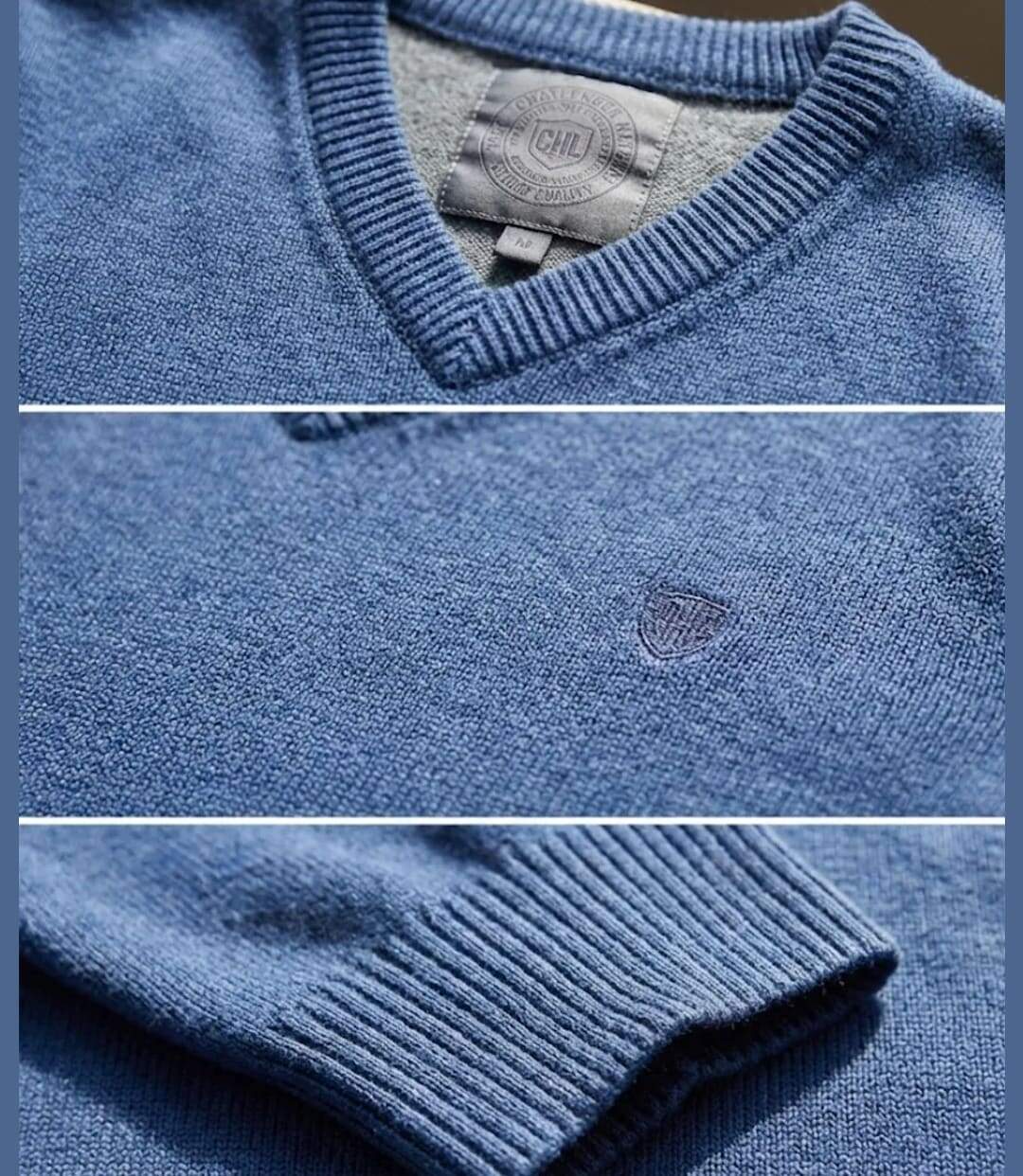 Pull col V avec laine PUL2004B-3