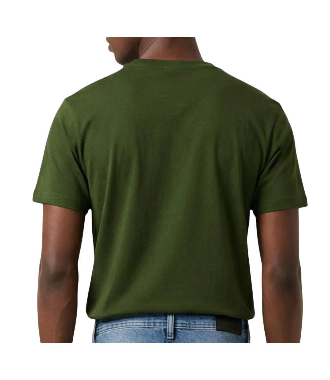 T-Shirt vert foncé homme calvin klein jeans badge l4g-2