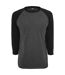 T-shirt Manches ¾ Motif/style Contrasté Homme Charbon Noir Urban Classics-1