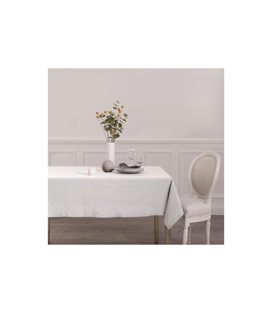 Nappe Rectangulaire Chambray 140x240cm Blanc-1