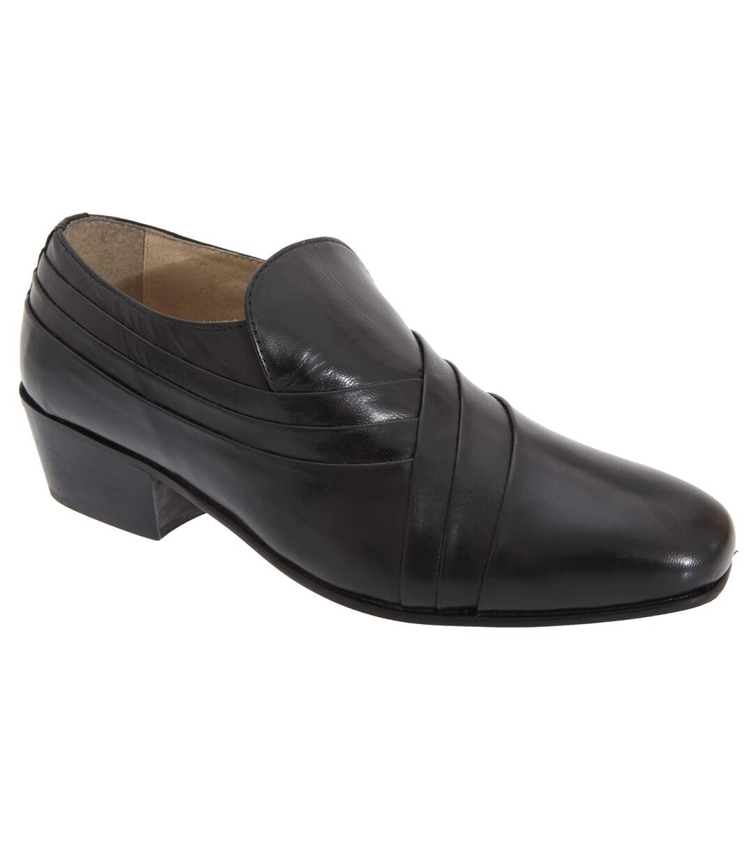 Chaussures de ville en cuir à talon homme noir Montecatini