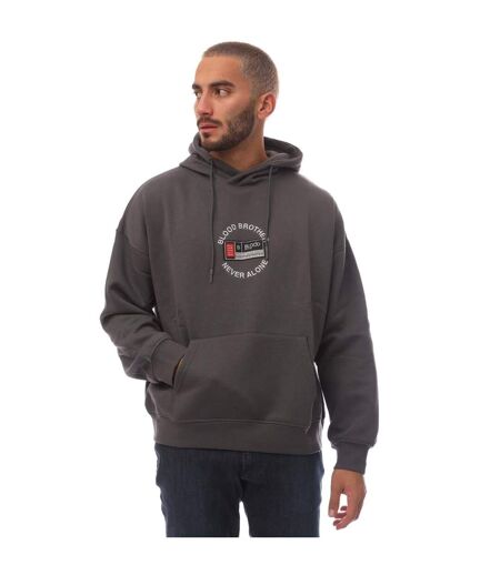 Mens Badged Basket Hoodie Grey Blood Brother