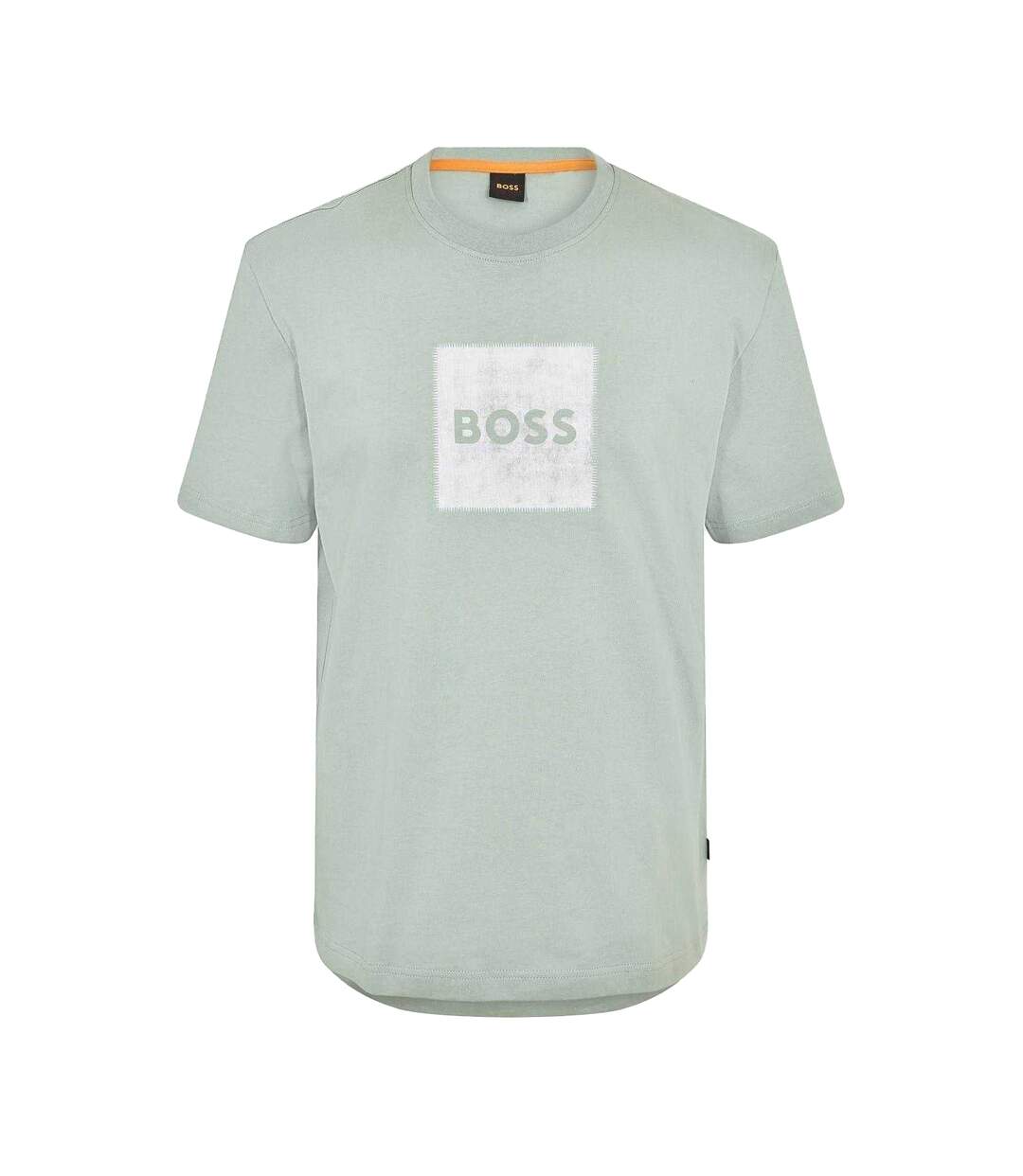Mens Stitched Cotton Logo T-shirt Green Boss-1