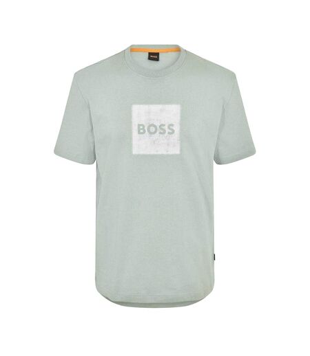 Mens Stitched Cotton Logo T-shirt Green Boss