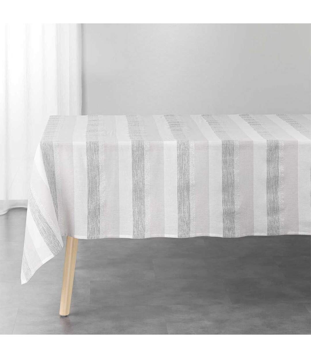 Nappe en Coton Tissée Eldora 140x240cm Argent-1