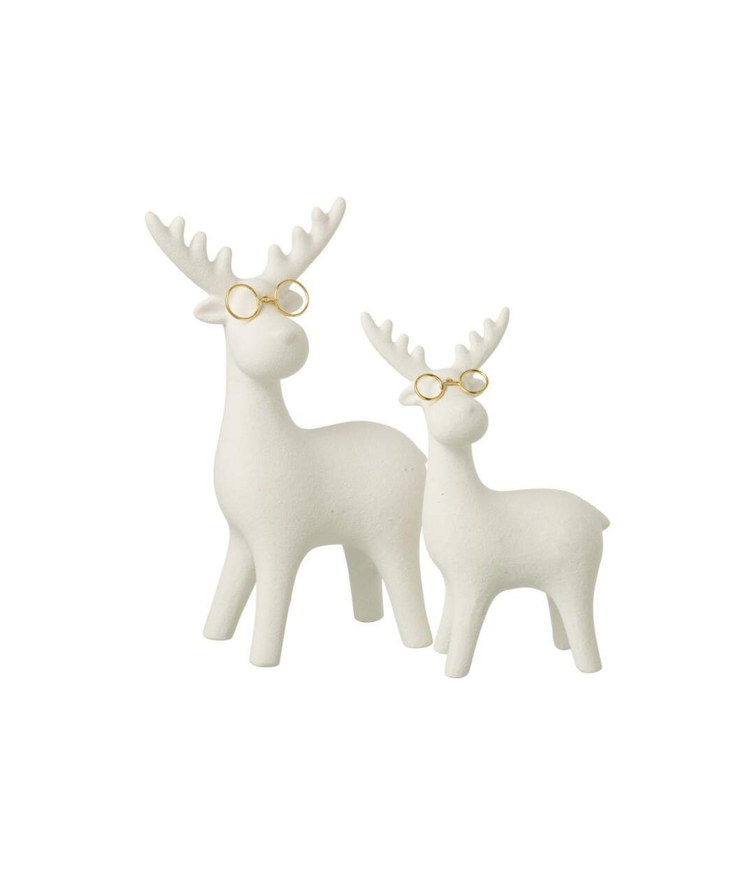 Statuette Renne Pailleté Lunettes 25cm Blanc-2