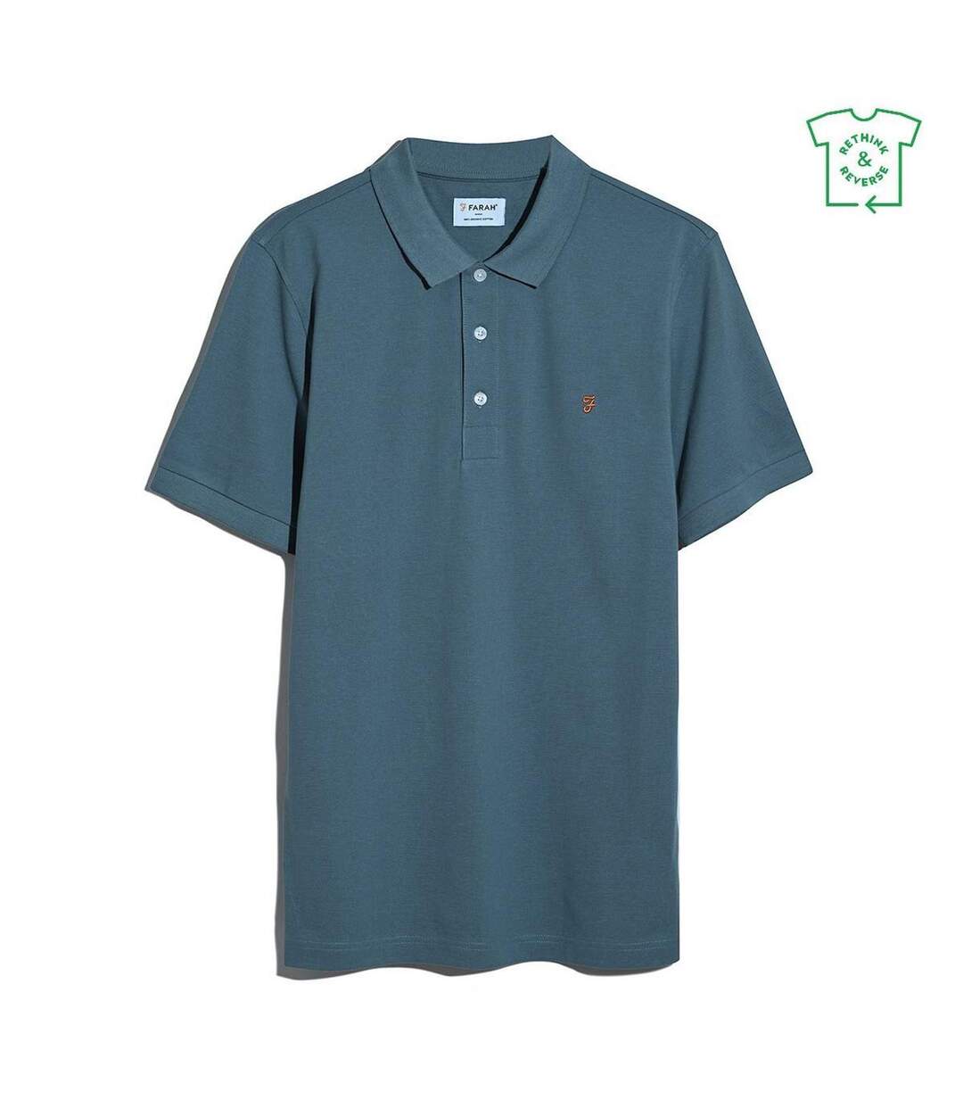 Mens Cotton Short-sleeved Polo Shirt Chalk Blue Farah-1