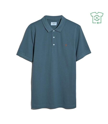 Mens Cotton Short-sleeved Polo Shirt Chalk Blue Farah