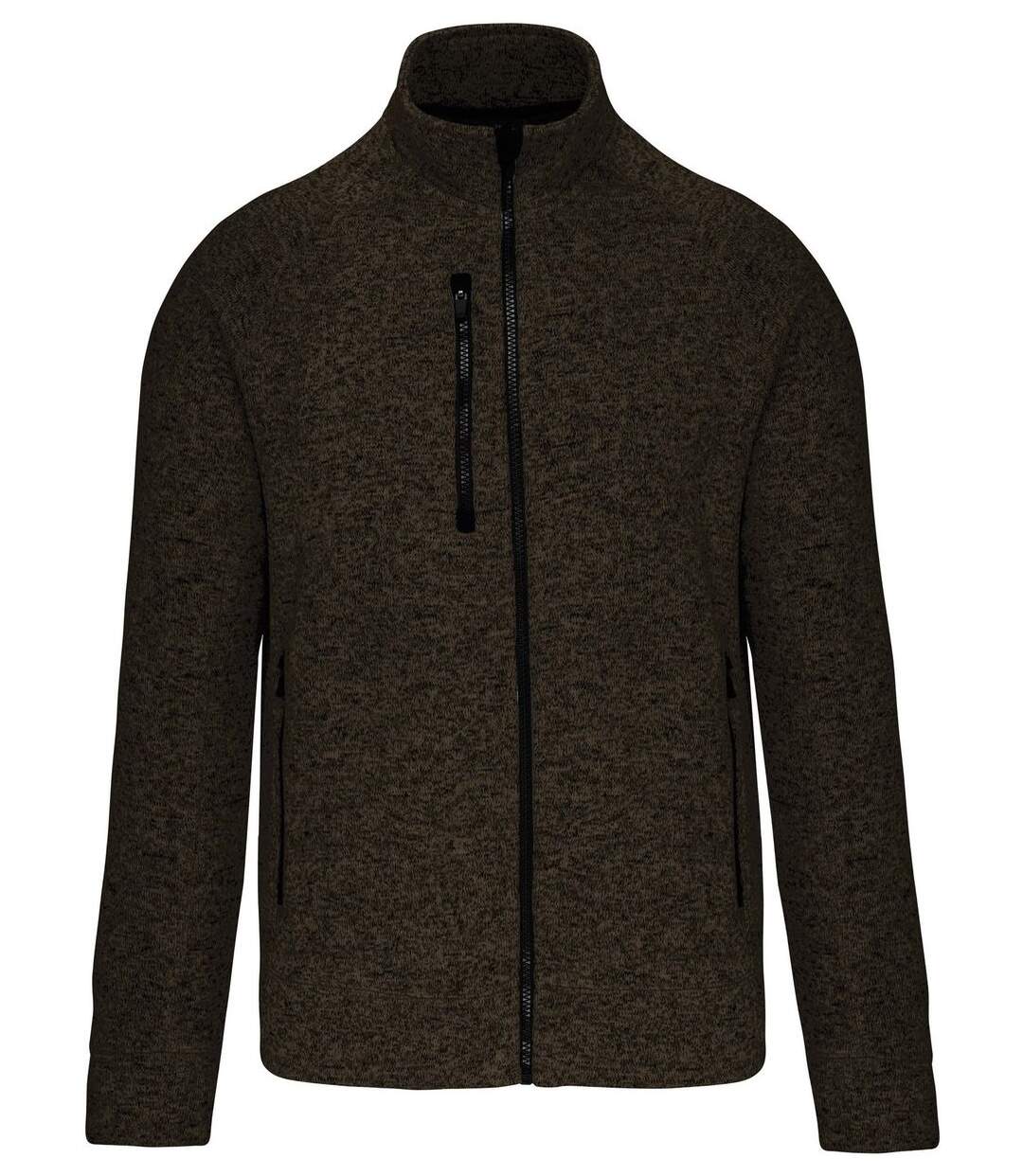 Veste chinée ouverture zippée - homme - K9106 - khaki marron-1