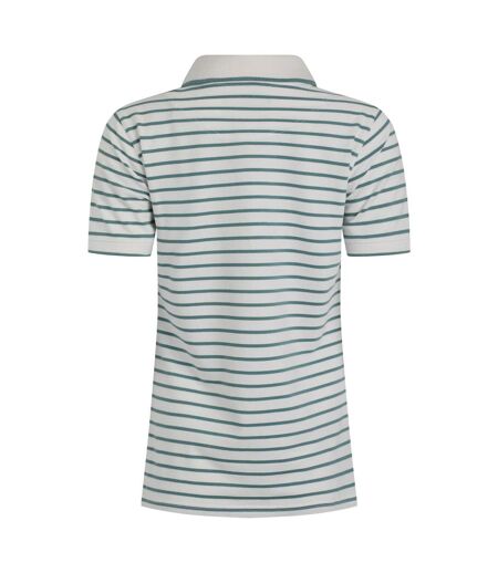 Womens/ladies janely striped pique polo shirt mineral blue Weird Fish