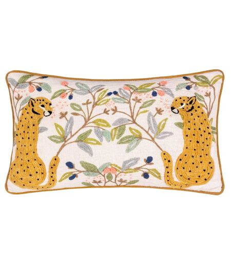 Mirrored embroidered cheetah cushion cover 50cm x 30cm multicoloured Wylder