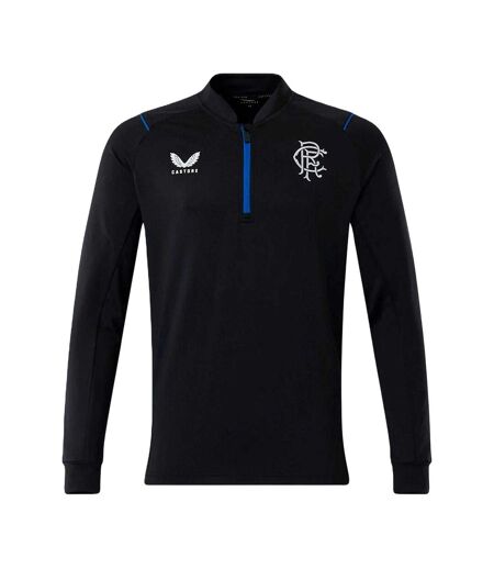 Mens Rangers Fc Quarter Zip Training Fleece Top Black Castore