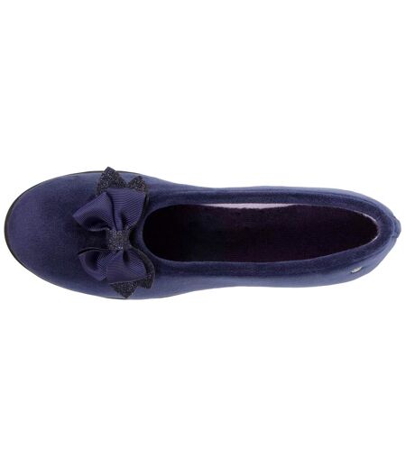 Isotoner Chaussons Ballerines femme en microvelours avec un détail nœud