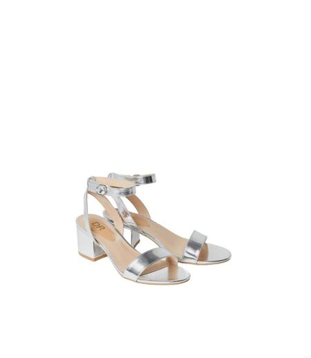 Womens/ladies tommi barely there medium block heel sandals silver Dorothy Perkins