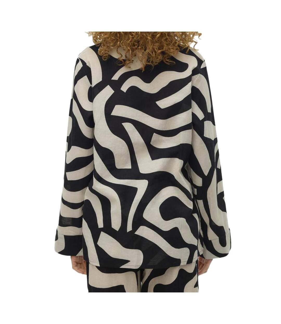 Chemise noire/beige femme vero moda magnete-2