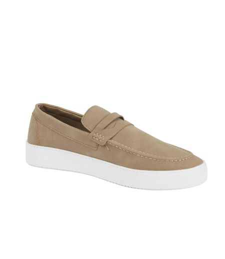 Mens Pu Loafers Taupe Brave Soul