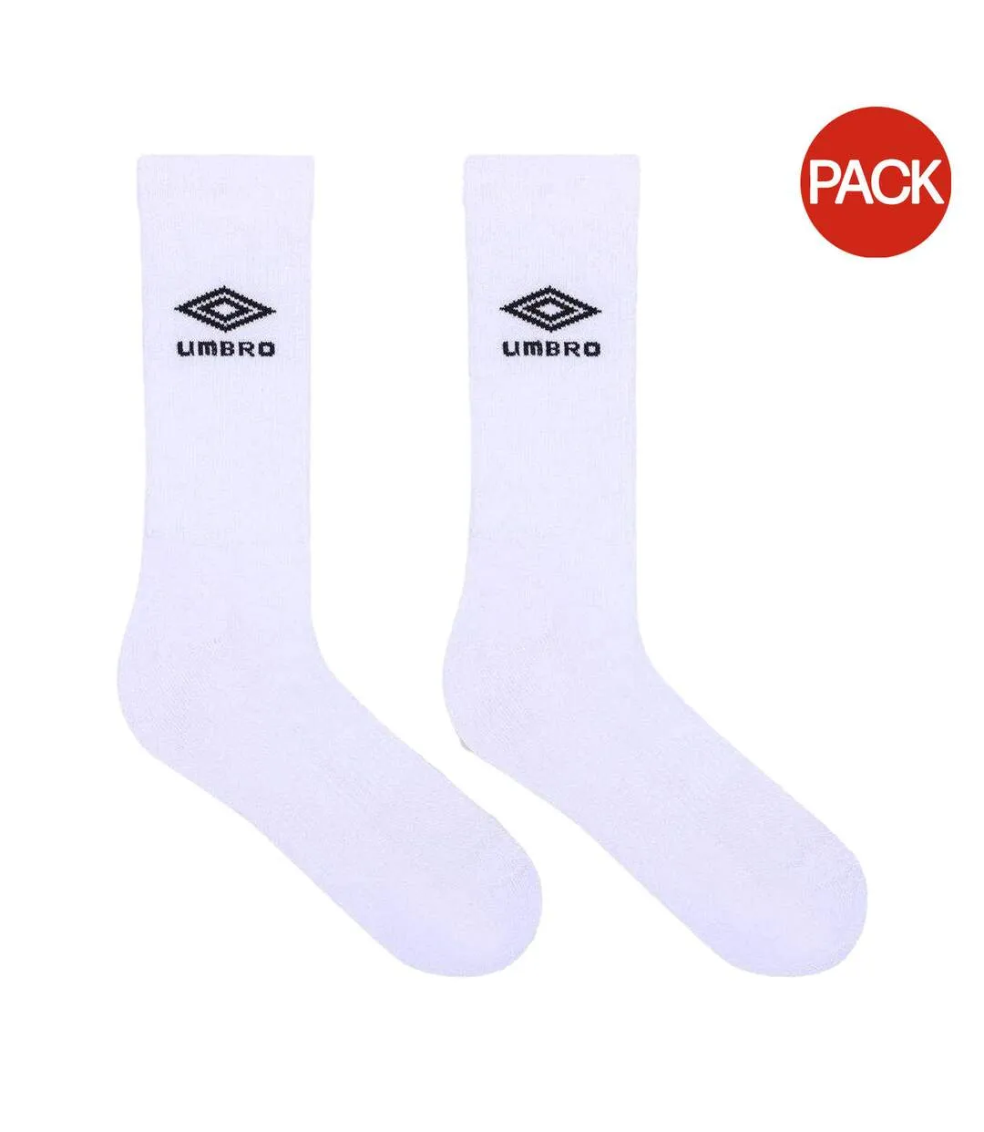 Pack Of 3  Mens Staple 1/2 Cushioned Terrycloth Sports Socks  White Black Umbro-1