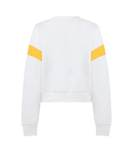 Womens/ladies Dhb Archive Crew Neck Crop Sweatshirt White Black Puma