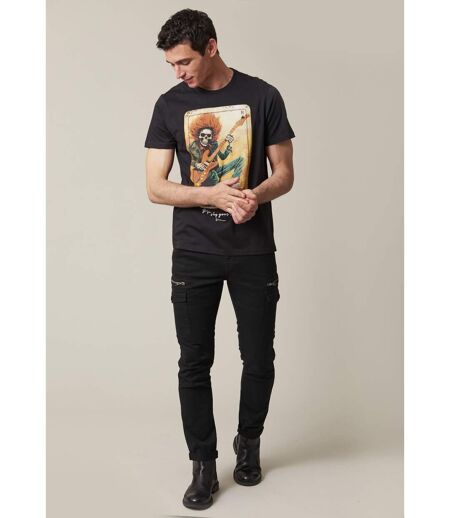 tshirt col rond avec imprimé carte avec rockeur et tête de mort CARD