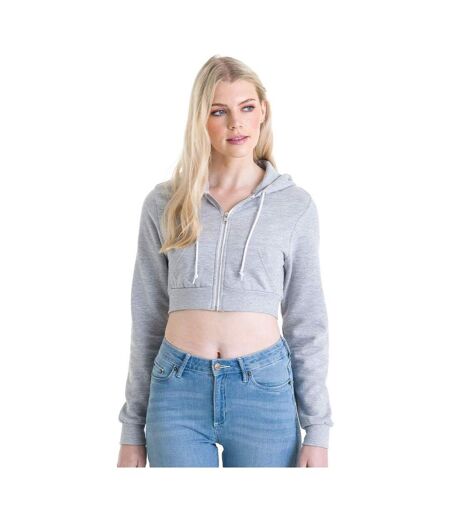 Sweat Court À Capuche Femme Gris Chiné Awdis