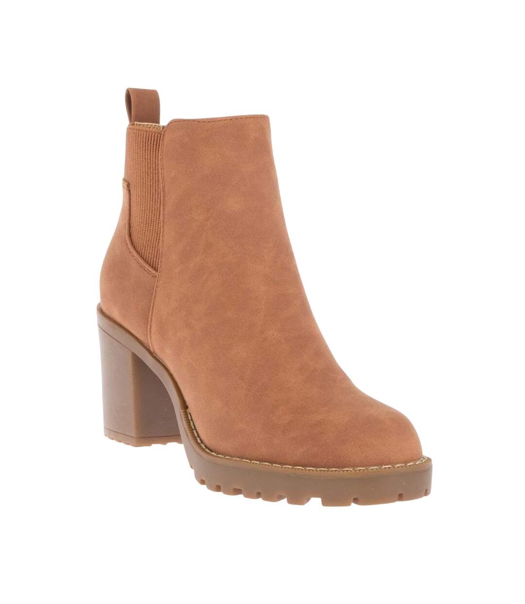 Womens/ladies Barbara Block Heel Chelsea Boots Cognac Only-1